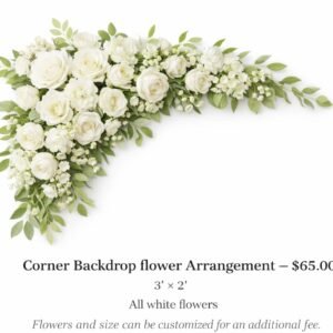 corner backdrop flower arrangement