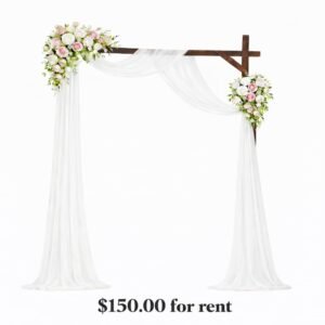 drapery and flower arrangements not included