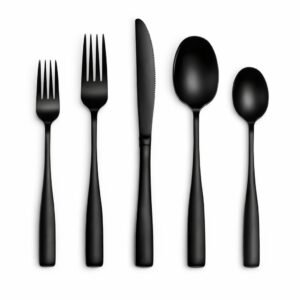 black flatware set