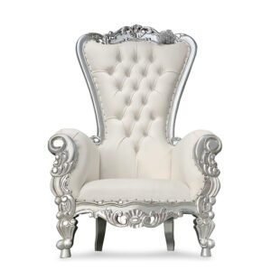 white and silver throne chair